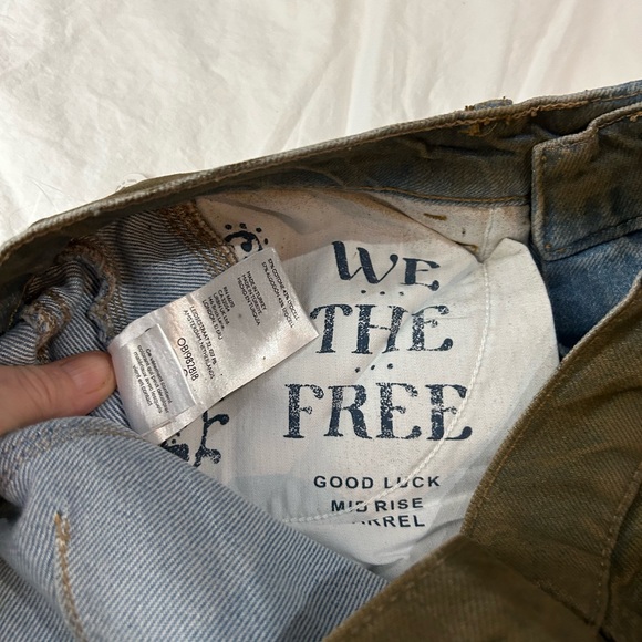 NWT Free People We The Free Good Luck Coated Barrel Jeans New Moon 25 - Picture 12 of 16